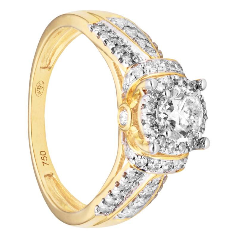 750/1000 Yellow Gold Diamond Engagement Ring 0,50 ct - Size 54 - Divine