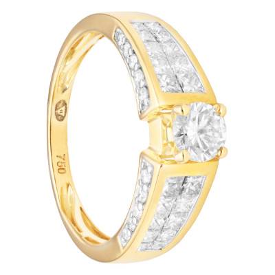 Bague Diamant 0,38 ct HSI en Or Jaune 750, Taille 54 - Divine