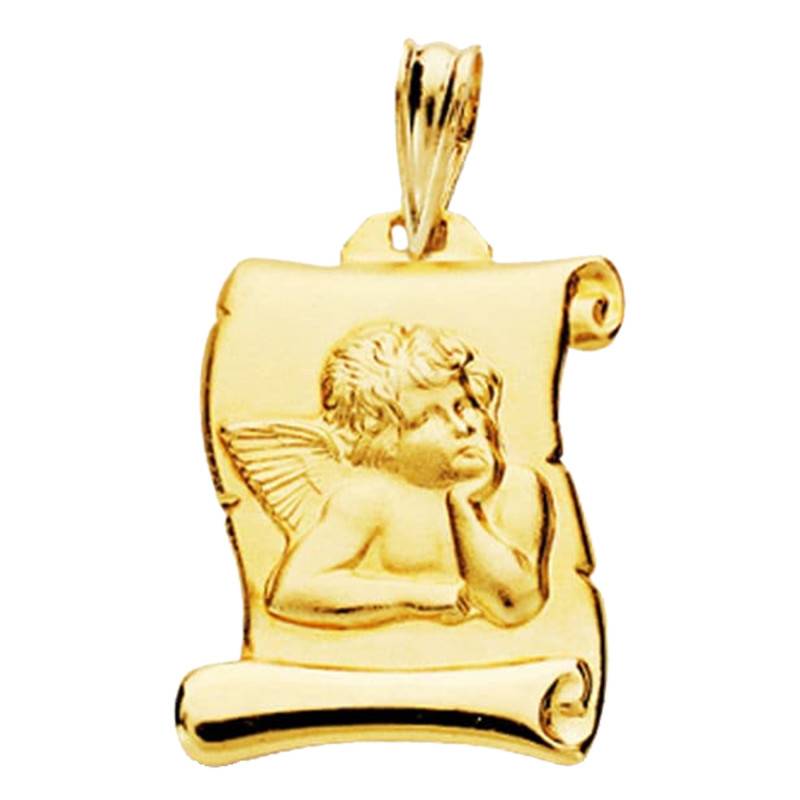 750/1000 Yellow Gold Angel Scroll Pendant - Lumiosa