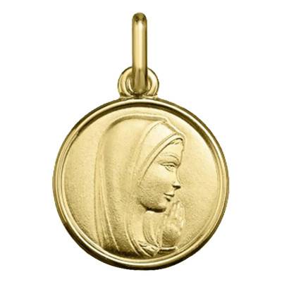 Médaille Vierge Marie en prière, Or Jaune 375 ou 750, Diamètre 14 mm - Argyor