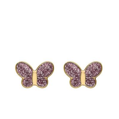 Butterfly Stud Earrings in 375 Yellow Gold & Lacquer - Bambins