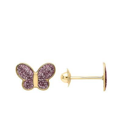 Butterfly Stud Earrings in 375 Yellow Gold & Lacquer - Bambins