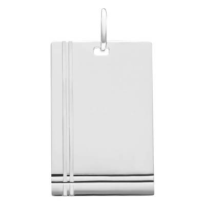 925 Silver Grooved Rectangle Pendant, 25 x 16 mm - Emanessence