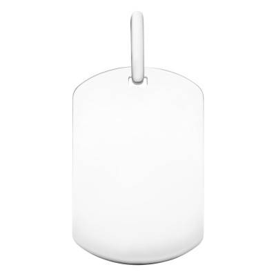Pendentif Plaque Rectangle Arrondi en Argent, 24 x 16 mm - Emanessence