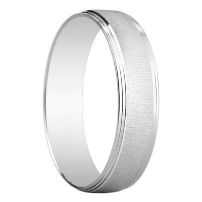 750/1000 White Gold Semi-Domed Standard Elche Wedding Ring, Width 4,50 mm - Amore