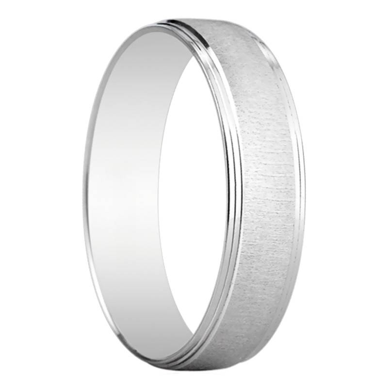 750/1000 White Gold Semi-Domed Standard Elche Wedding Ring, Width 4,50 mm - Amore