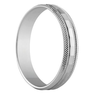 Alliance Demi-Bombée Standard Asturies en Argent 925, Largeur 4 mm - Amore