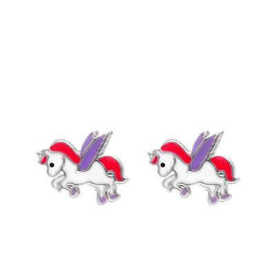 Boucles d'oreilles Licorne Argent 925 & Laque - Bambins