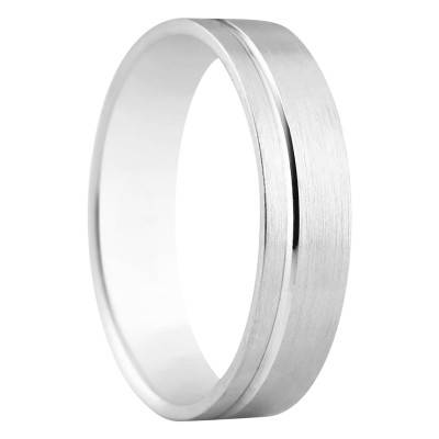 750 White Gold Standard Ribbon Wedding Ring Oviedo, Width 5 mm - Amore