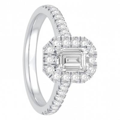 Solitaire Accompagné Diamants 1,09 ct & Platine, Largeur 1,75 mm - Alliantine