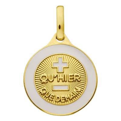 Médaille d'Amour Or Jaune 750 & Résine Blanche, Diamètre 12 mm - Augis