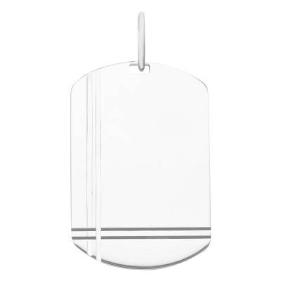925 Silver Grooved Rounded Rectangle Pendant, 25 x 16 mm - Emanessence