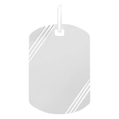 Pendentif Plaque Arrondie Rainurée, Argent 925, 30 x 20 mm - Emanessence