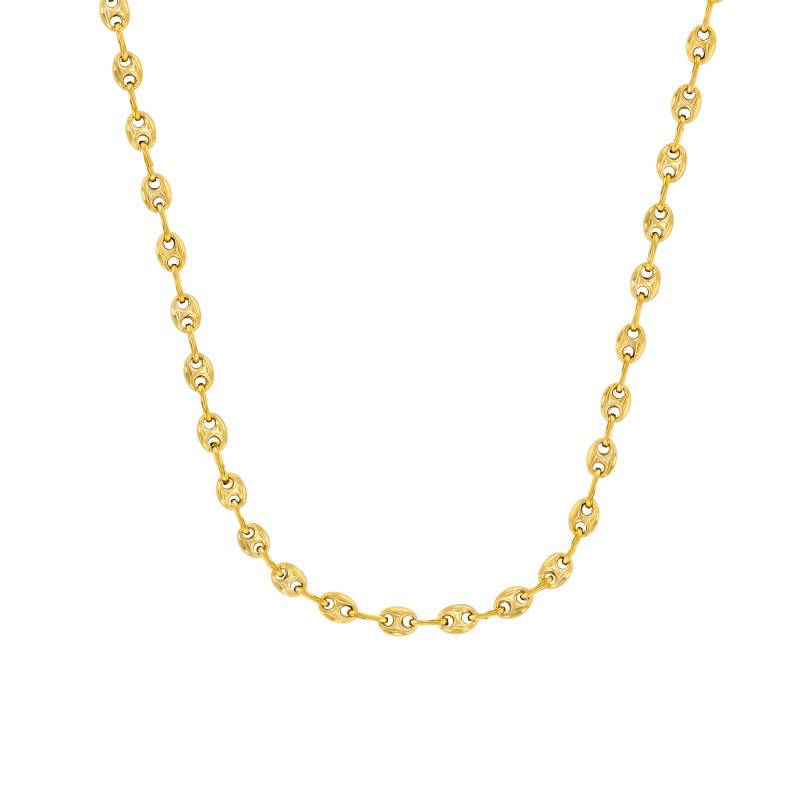 750/1000 (18K) Yellow Gold-Plated Coffee Bean Chain, 45 cm Length, 3.50 mm or 4 mm Width - Manillon