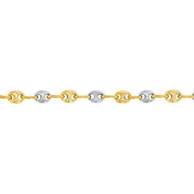 Two-Tone 750/1000 Gold Solid Coffee Bean Chain, 55 cm, 3.20 mm Wide - Manillon