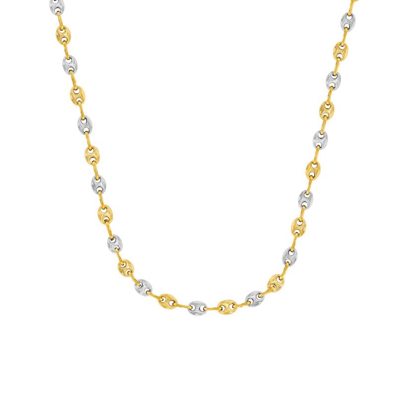 Solid Two-Tone 750/1000 Gold Coffee Bean Chain, 70 cm Length, 3,20 mm Width - Manillon