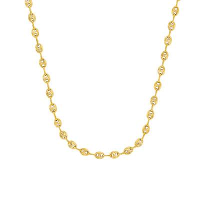 750/1000 Yellow Gold Solid Coffee Bean Chain, 55 cm Length, 2,30 to 6 mm Width - Manillon