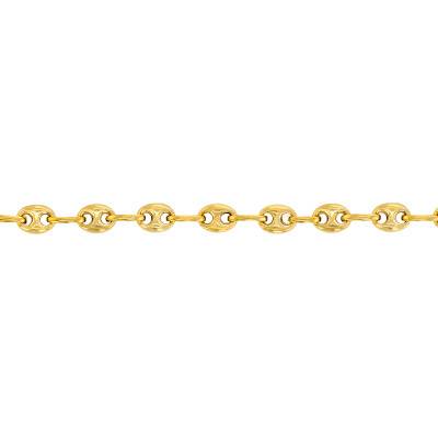 Yellow Gold 375 Coffee Bean Chain, Length 50 cm, Width 3.20 mm to 8 mm - Manillon
