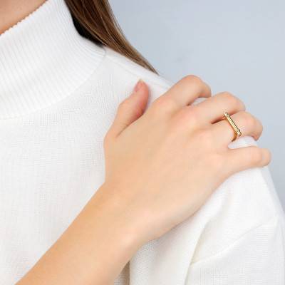 Bague Sculptural en Acier Doré - Calvin Klein