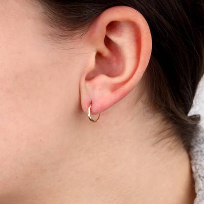 750/1000 Yellow Gold Hoop Earrings, Diameter 10.30 mm - Emanessence
