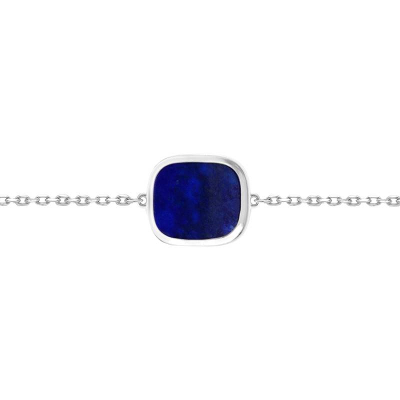 925 Silver Rhodium-Plated Lapis Lazuli Mykonos Bracelet - Skalli