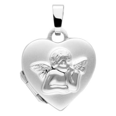 Médaillon Photo Coeur Ange Pensif en Argent 925 - Vandona