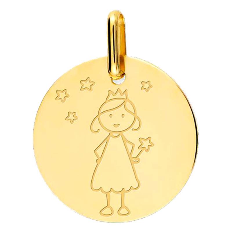 Round 750/1000 Yellow Gold Fairy Medal, 15 mm Diameter - Lucas Lucor