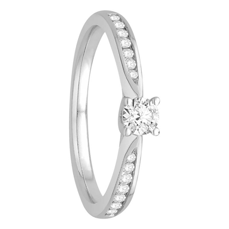 750 White Gold Diamond Pavé Solitaire Ring 0.15 ct - Alliantine