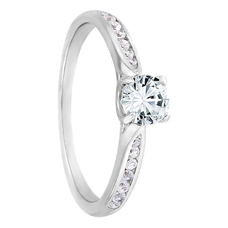 Grace 750 White Gold Diamond 0.40 ct Solitaire Ring with Side Stones - Alliantine