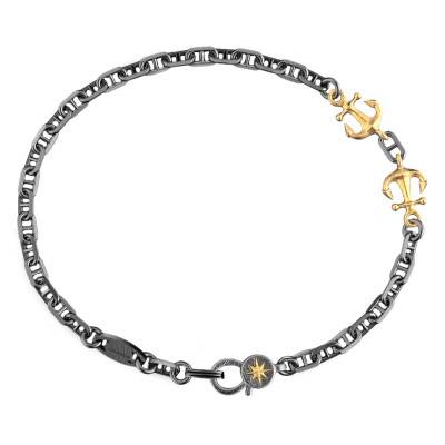 925 Silver Odissea Anchors Bracelet, Length 19 cm to 21 cm - EXB989 - Zancan