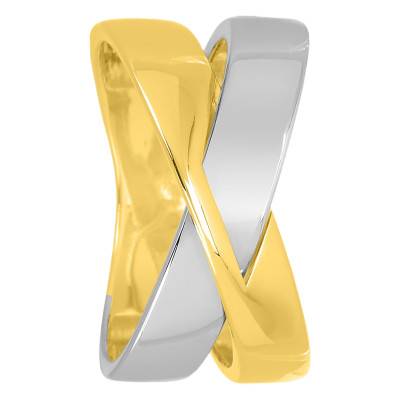 Bague Double Anneaux Croisés en 2 Ors 750 - Emanessence