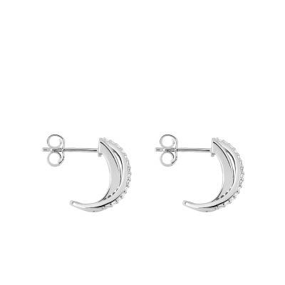 White 375/1000 Gold, Cubic Zirconia & Sapphire Crossover Hoop Earrings - Emanessence