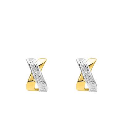 Boucles d'oreilles Croisées 2 Ors 750 & Diamants 0,01 ct - Emanessence