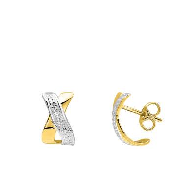 Boucles d'oreilles Croisées 2 Ors 750 & Diamants 0,01 ct - Emanessence
