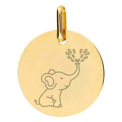 Médaille Éléphant Or Jaune 375 ou 750, Diamètre 16 mm - Lucas Lucor