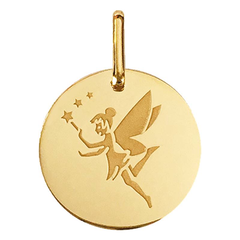 375/1000 Yellow Gold Star Fairy Medal, 15 mm Diameter - Lucas Lucor