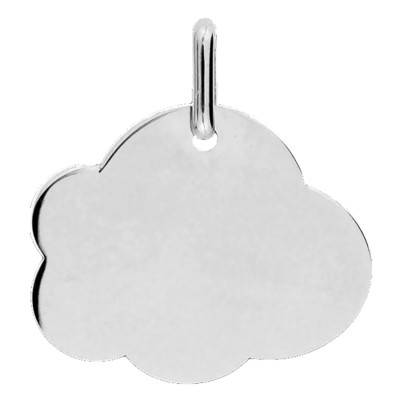 Pendentif Nuage GM Or Blanc 750 Gravable - Lucas Lucor
