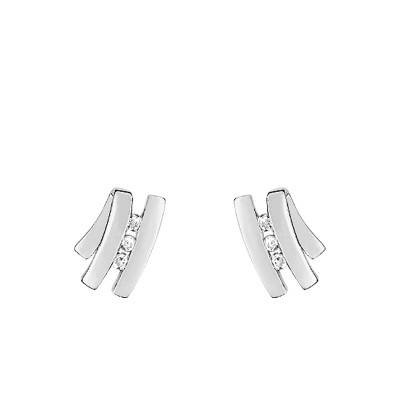 Boucles d'oreilles Or Blanc 750 & Diamants 0,04 ct - Emanessence