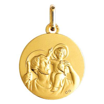 750 18K Yellow Gold Saint Christopher Medal, Diameter 17 mm - Lucas Lucor
