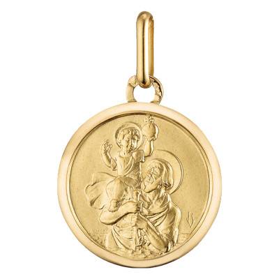 750 Yellow Gold Saint Christopher Medal, Diameter 22 mm - Lucas Lucor