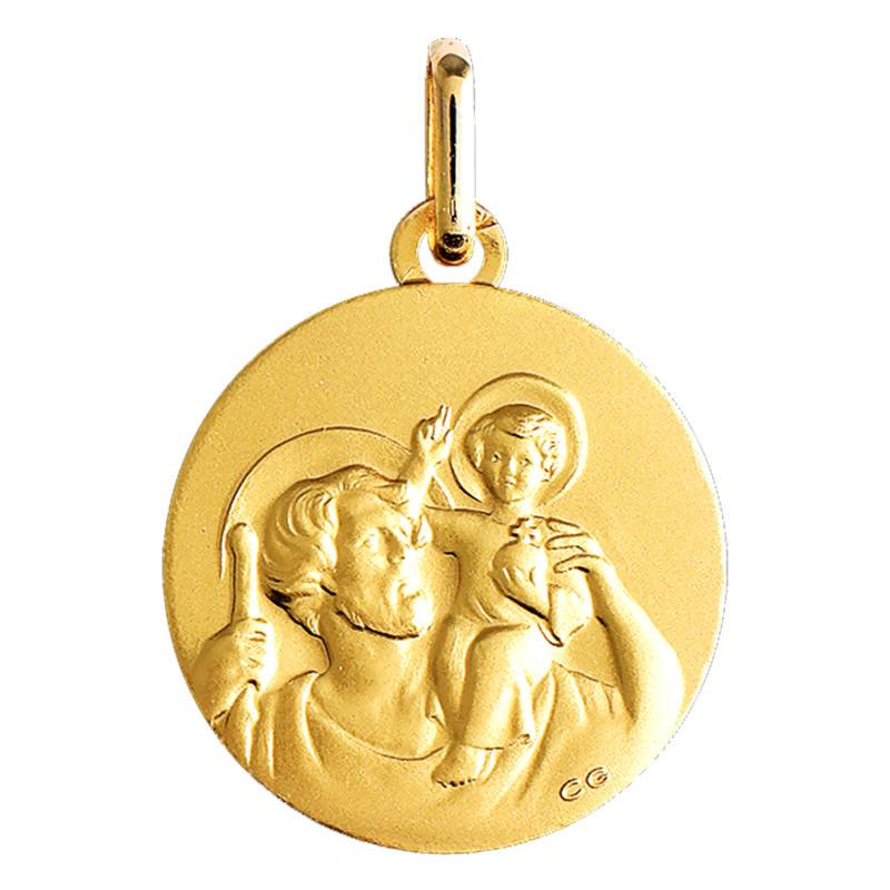 375 Yellow Gold Saint Christopher Medal, Diameter 17 mm - Lucas Lucor