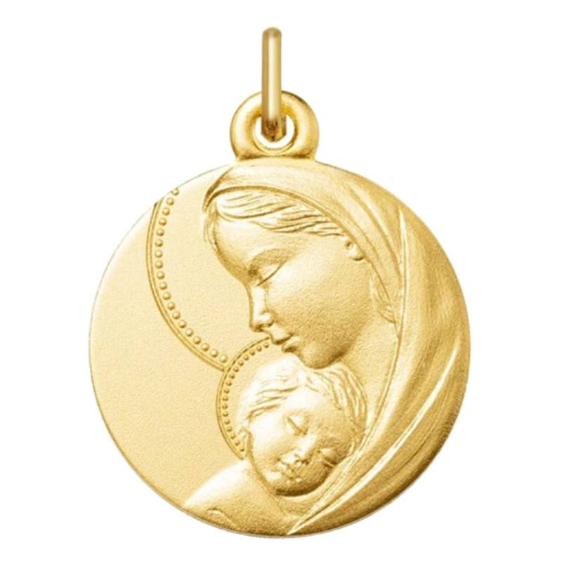 Médaille Ronde Vierge à l'Enfant en Or Jaune 750, Diamètre 16 ou 18 mm - Argyor