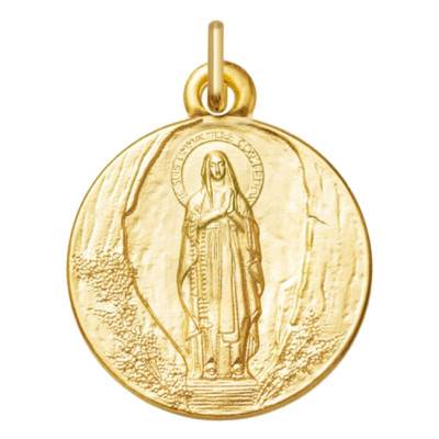 Médaille Vierge de Lourdes Or Jaune 750, Diamètre 18 mm - Argyor
