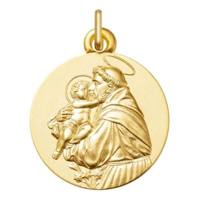 Médaille Ronde Saint Antoine de Padoue en Or Jaune 750, Diamètre 18 mm - Argyor