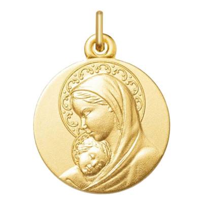 Médaille Vierge à l'Enfant en Or Jaune 750, Diamètre 16 ou 18 mm - Argyor