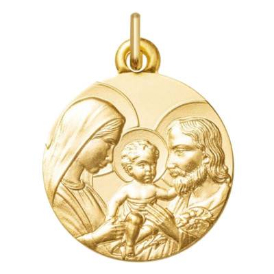 Médaille Ronde Sainte Famille en Or Jaune 750, Diamètre 18 mm - Argyor