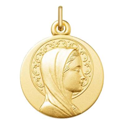 750/1000 Yellow Gold Virgin Mary Medal, Diameter 16 or 18 mm - Argyor