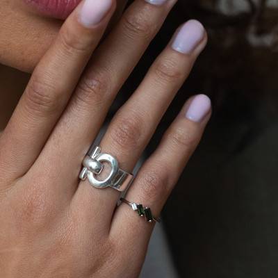 Iris Open Circle 925 Silver Ring - Clio Blue