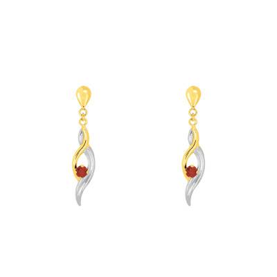 Two-Tone 375 or 750 Gold & Ruby Drop Earrings - Emanessence