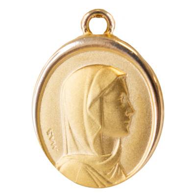 Yellow Gold Oval Virgin Profile Medal - Emanessence